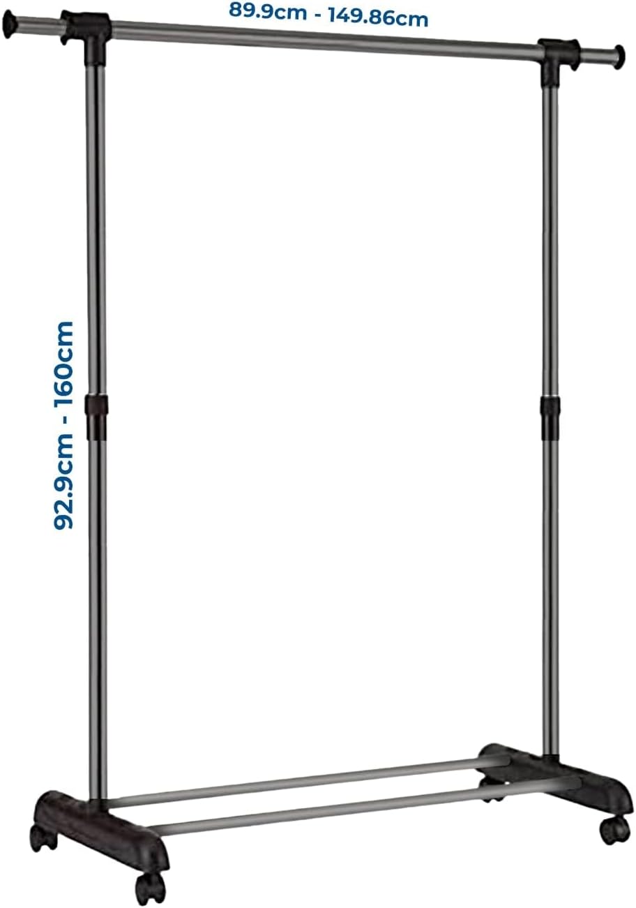 edihome, Kleiderständer, Kleiderständer, Kleiderschrank, robust, aus Metall und tragbar, mit Rädern