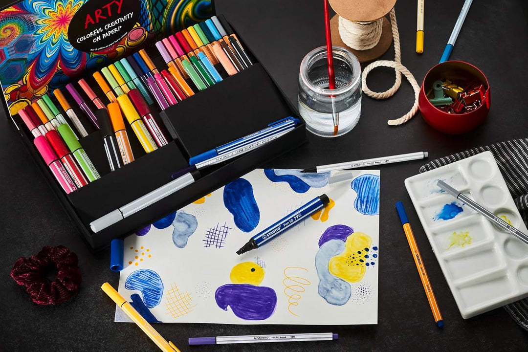 Stifte-Set - STABILO ARTY Creative Set - 55er Pack - Fineliner, Filzschreiber, Premium-Filzstifte, P