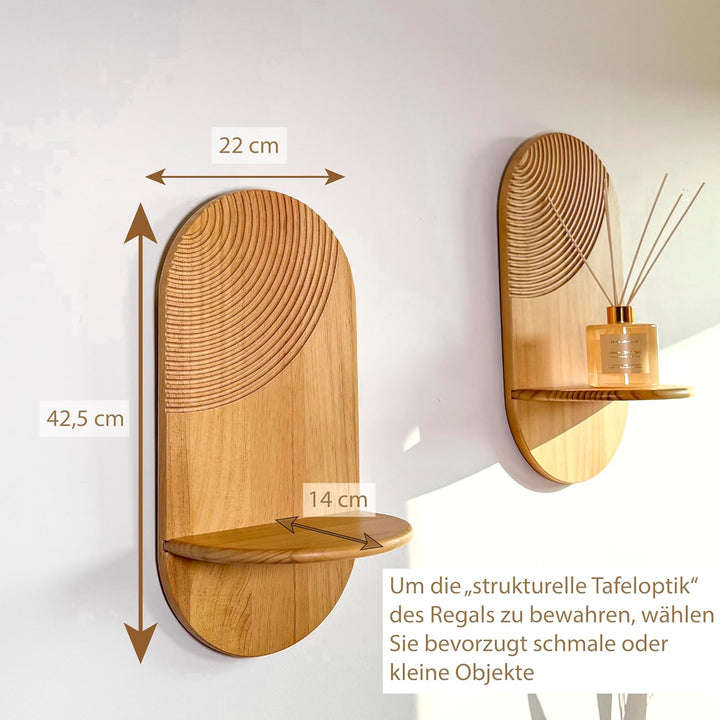 2er Boho Wandregal aus Holz – dekoratives Deko Regal ohne Bohren, Shabby Design, hängend für Pflanze