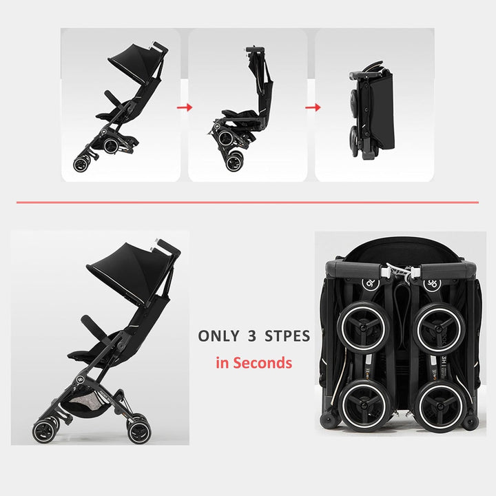 gb Pockit+ All-Terrain, Ultrakompakter, leichter Reisebuggy für Babys und Kleinkinder, Handgepäck-ta