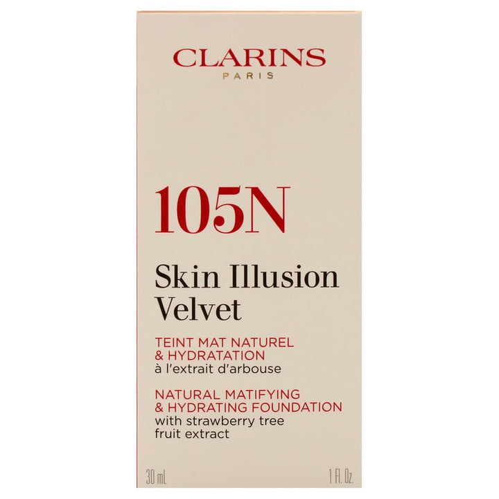 Clarins ILLUSION VELVET TEINT MAT NATUREL & HYDRATATION Nr.105N 3, 30 ml, Nr.105N