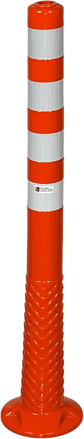 3 Stück UvV®-Reflex Absperrpfosten, Poller 100 cm hoch, flexibel orange, reflektierend, selbstaufric