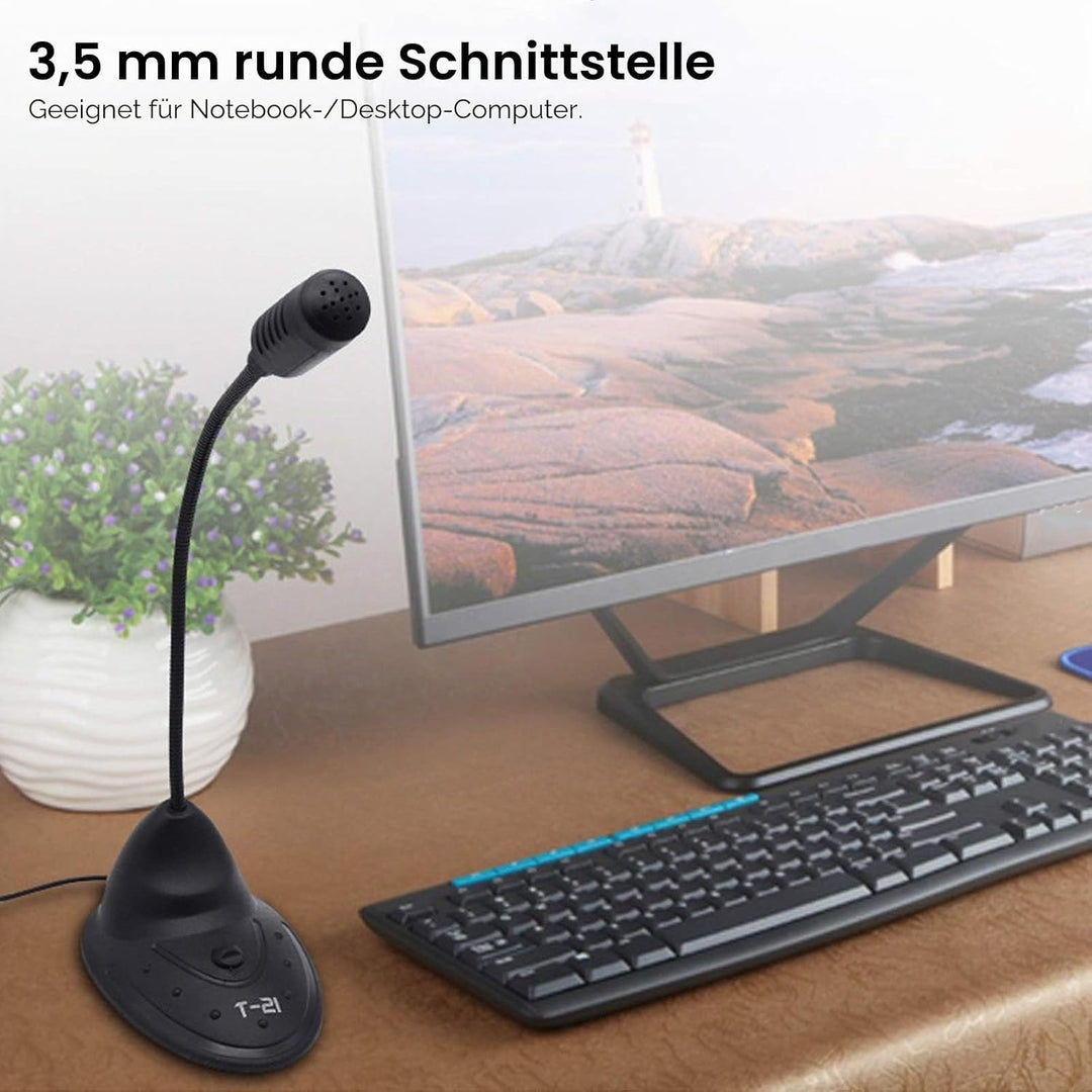 Zunate Flexible Desktop Microphone, Laptop/PC Mikrofon Tischmikrofon mit 3.5mm Klinke, 360° Omnidire