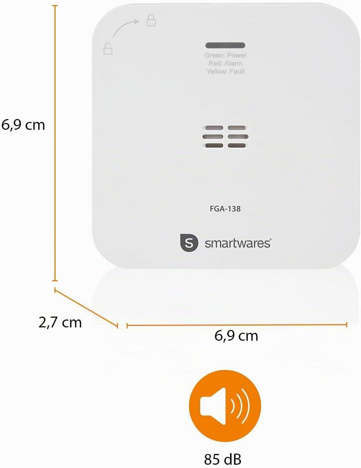 Smartwares Co-Detektor – 85 dB – Sensor 10 Jahre – Benachrichtigungen über App – Testknopf & Stummkn