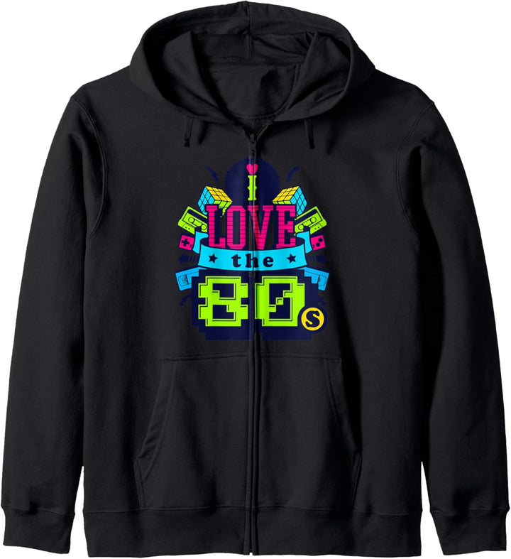 I Love The 80s Eighties Retro 1980 Music Kapuzenjacke
