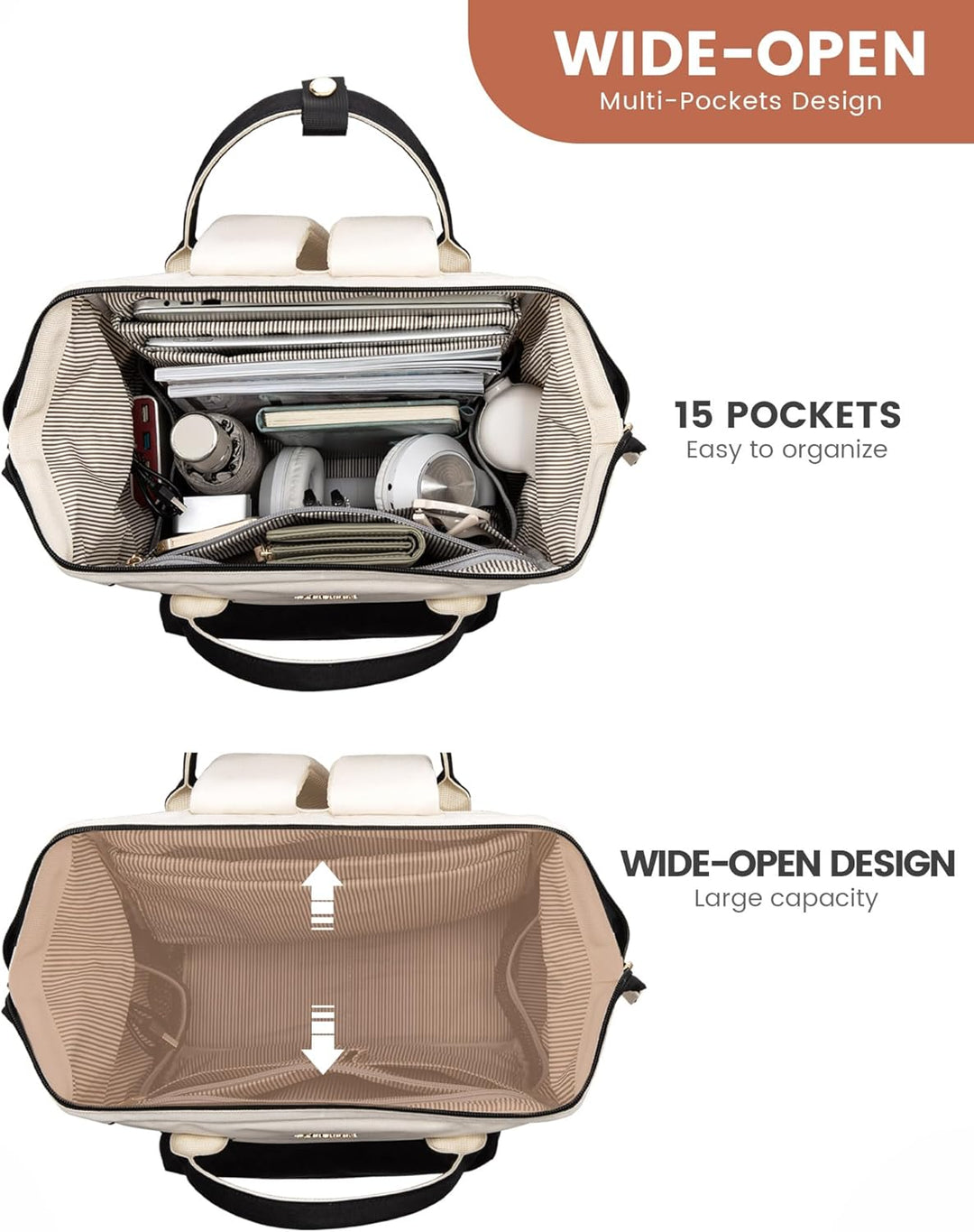 LOVEVOOK Rucksack Damen 15,6 Zoll Laptop Arbeitstasche Backpack Women Wasserdichter Handtasche Handg