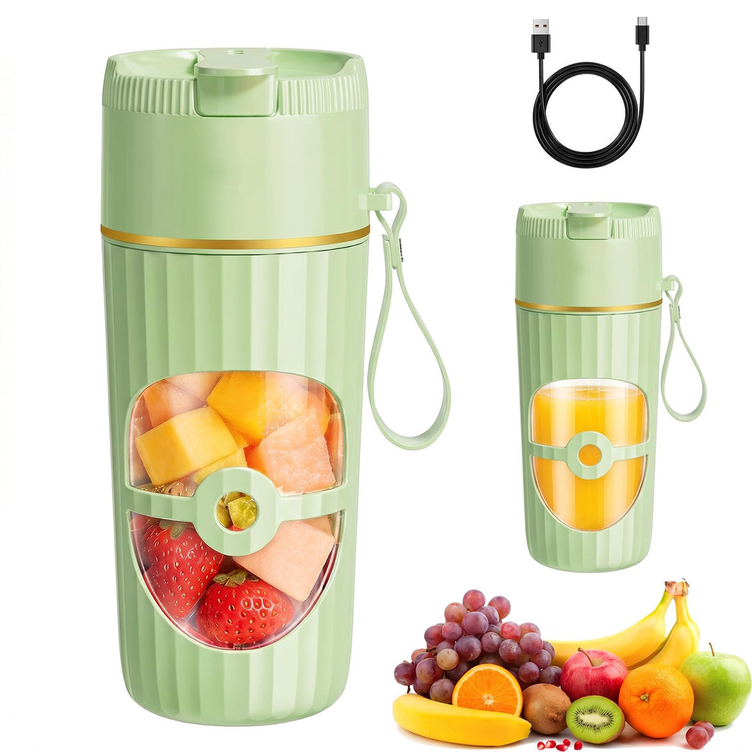 Tragbarer Mixer, 400ml Smoothie Maker to go, Portable Blender mit 10 Edelstahlklingen, USB wiederauf