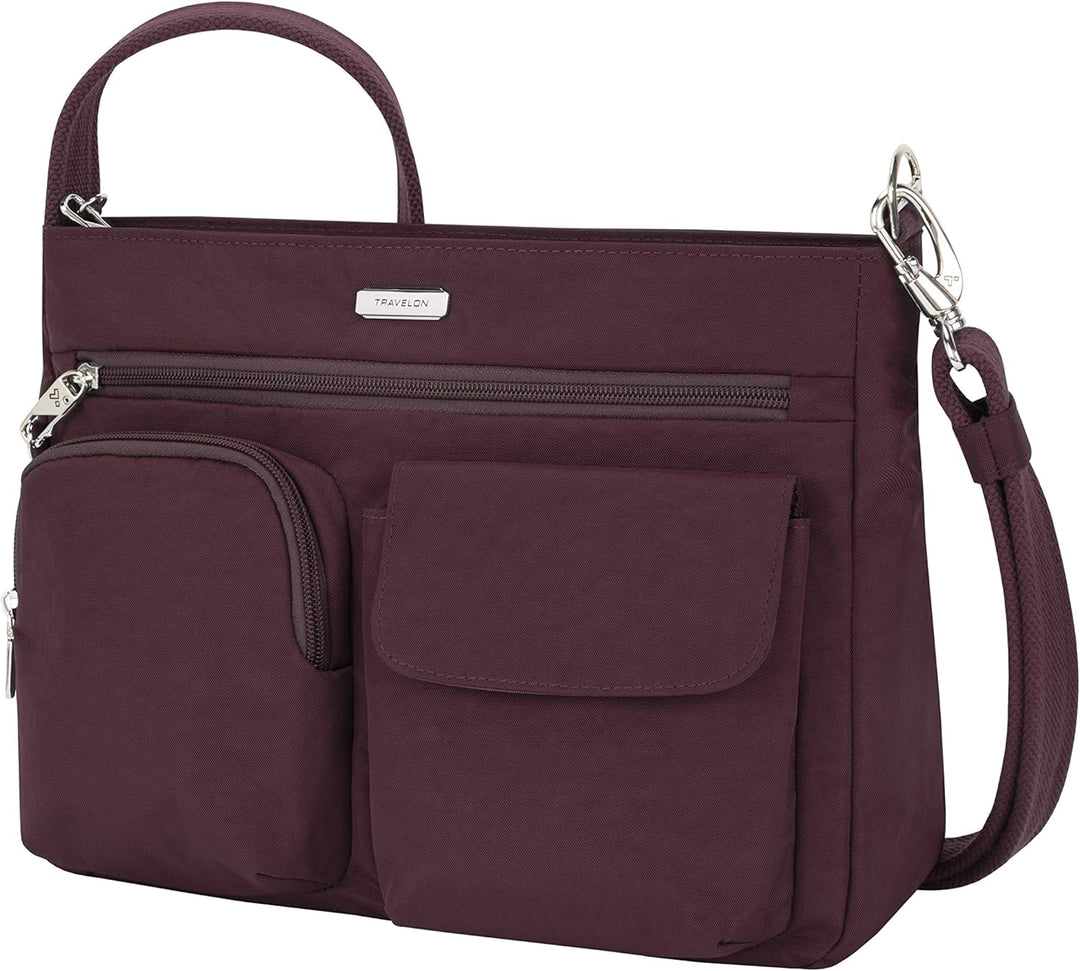 Travelon Unisex Essentials Anti-Diebstahl aufgesetzte Tasche Crossbody-Tasche, Dunkles Bordeauxrot