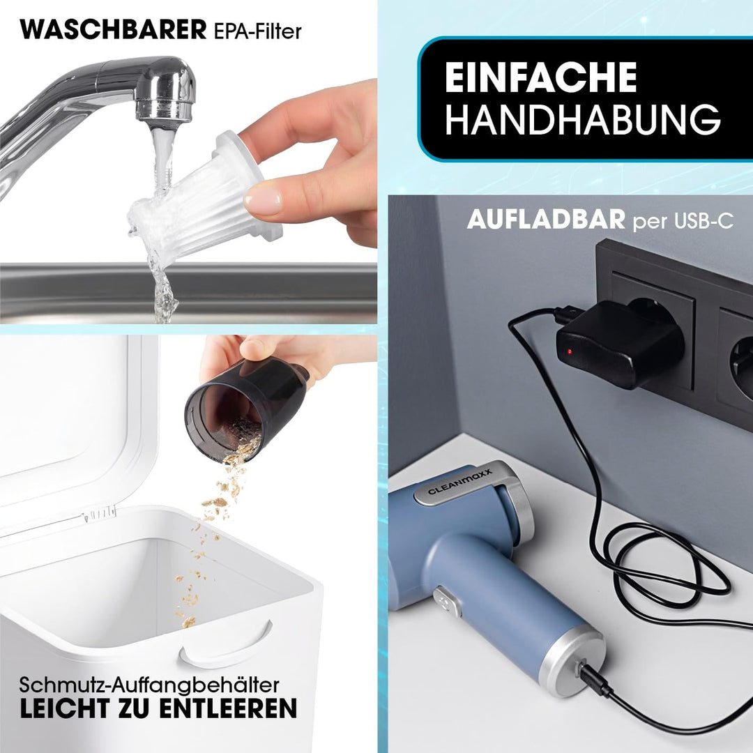 CLEANmaxx 2in1-Handstaubsauger mit Saug- & Gebläsefunktion | Akkusauger - kabellos & leistungsstark