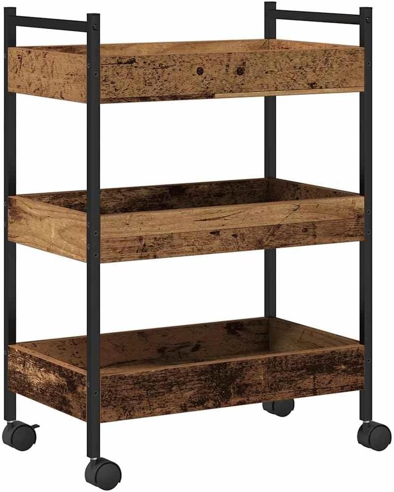 vidaXL Küchentrolley Altholz 50 x 30 x 70 cm Holzwerkstoff, Moderner Küchenwagen, rechteckiger mobil