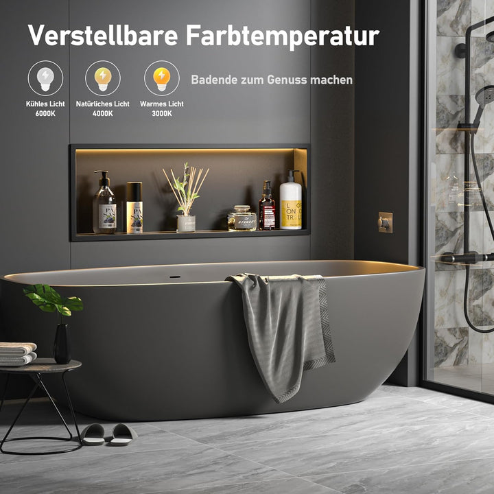 Wandnische Dusche Edelstahl mit LED,Duschnische mit Beleuchtung für Badezimmer Aufbewahrung,Einbau-N