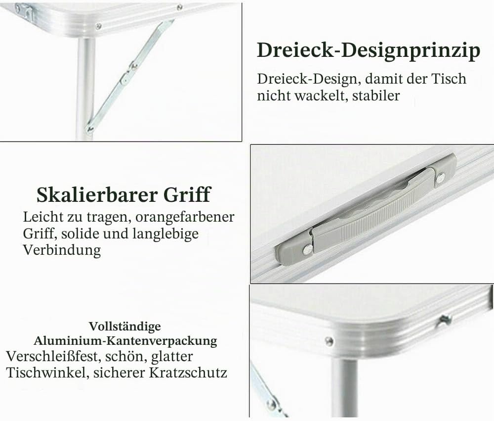 60 x 40 cm Tisch für Laptop, Picknicktisch, Klapptisch, Lesetisch, Couchtisch, Betttisch, Kaffeetisc