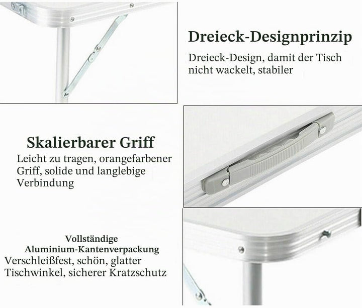 60 x 40 cm Tisch für Laptop, Picknicktisch, Klapptisch, Lesetisch, Couchtisch, Betttisch, Kaffeetisc