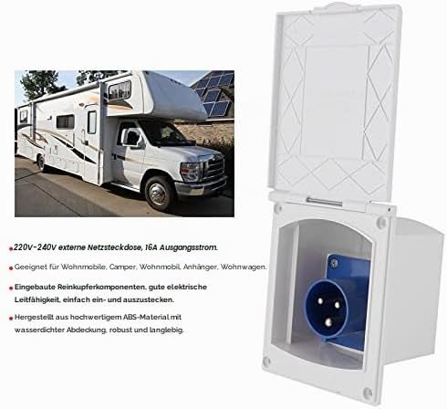 Dioche Wohnwagen Steckdose, 16A Stecker, 3 Polig RV Steckdose 220V-240V Wasserdichte Steckdose Exter