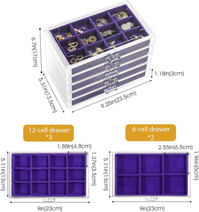 ProCase Acryl Schmuck Organizer Schmuckschatulle für Damen Durchsichtige Schmuckaufbewahrung Schmuck