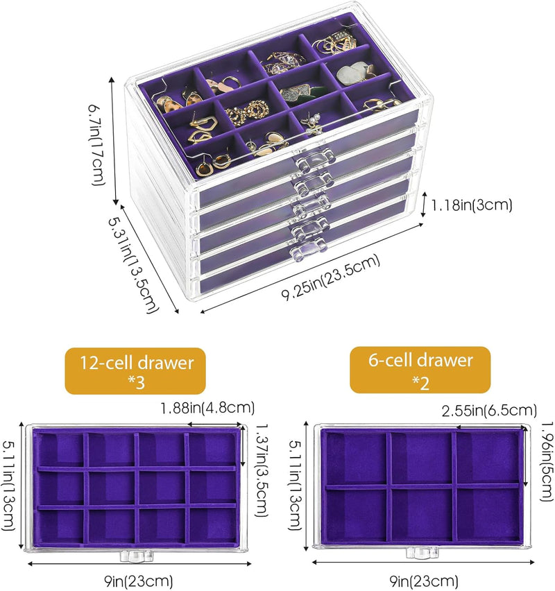 ProCase Acryl Schmuck Organizer Schmuckschatulle für Damen Durchsichtige Schmuckaufbewahrung Schmuck