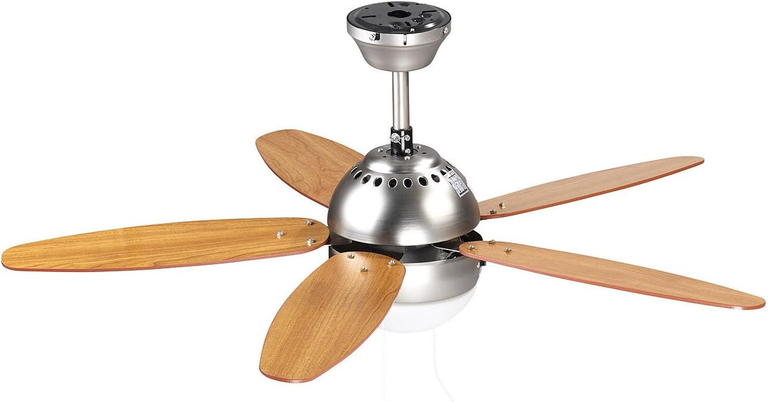 Sichler Haushaltsgeräte Ventilator Sommer Winter: Deckenventilator VT-597 m. Holzflügeln, Beleuchtun