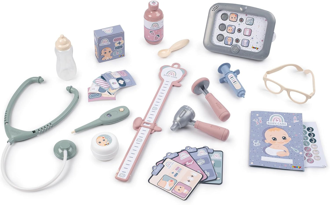 Smoby – Baby Care Center - für Puppen bis 38 cm – mit mechanischer Waage, Untersuchungstisch und All