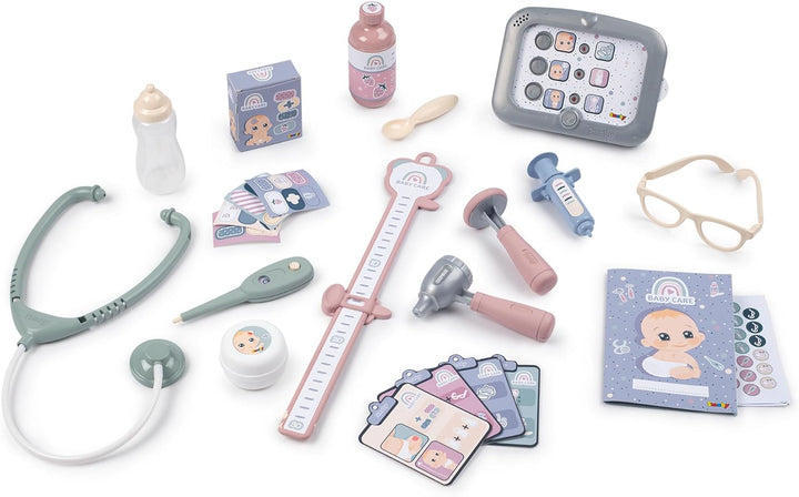 Smoby – Baby Care Center - für Puppen bis 38 cm – mit mechanischer Waage, Untersuchungstisch und All