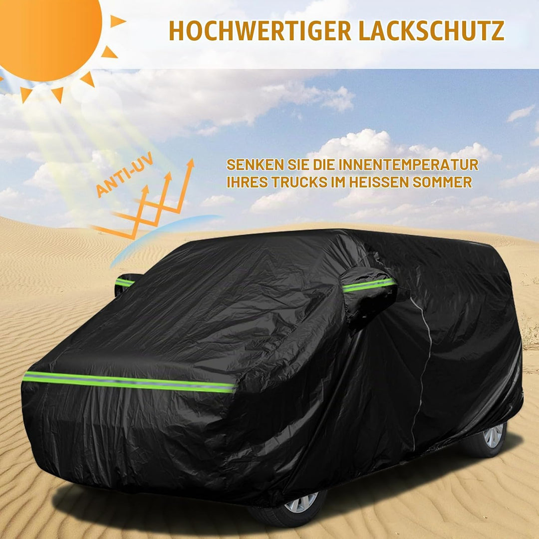 Autoabdeckung Wasserdicht Passend für VW T5 T6 SWB Transporter, Schwarz Vollgarage Autoplane mit Rei