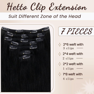 Echthaar Clip in Extensions Schwarz Clip Echthaar Extensions Glatt Echthaar Clip in Extensions Schwa