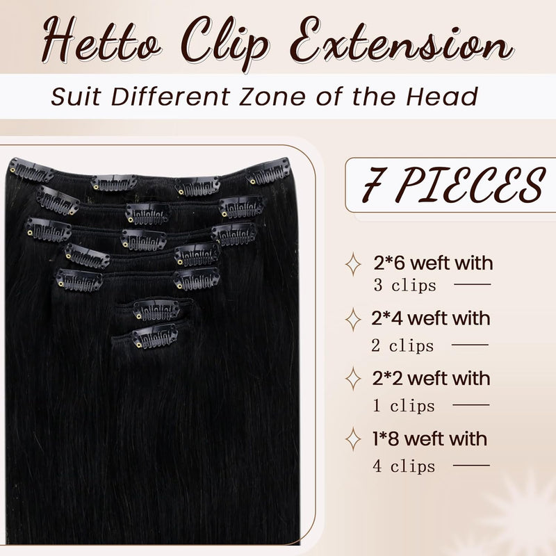 Echthaar Clip in Extensions Schwarz Clip Echthaar Extensions Glatt Echthaar Clip in Extensions Schwa