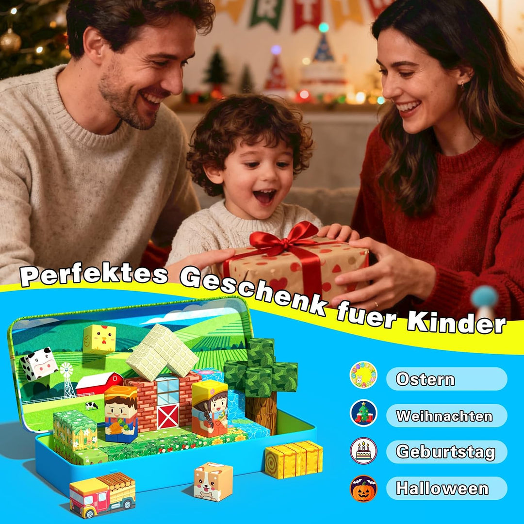 Goodtiles Magnetische Bausteine, Magnetbausteine, Reisespiele Kinder ab 3 | Magnetic Building Blocks