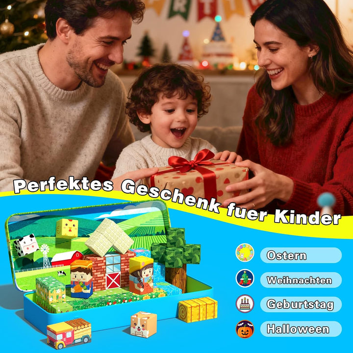 Goodtiles Magnetische Bausteine, Magnetbausteine, Reisespiele Kinder ab 3 | Magnetic Building Blocks