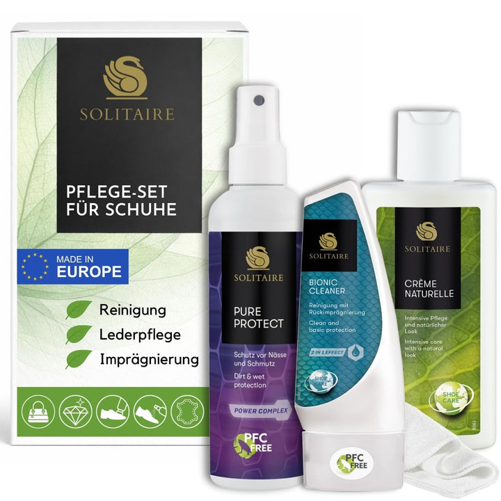 Eco Care Set– Schuhpflegeset mit natürlichen Inhaltsstoffen inkl. tiefenwirksamer Schuhreiniger, rei