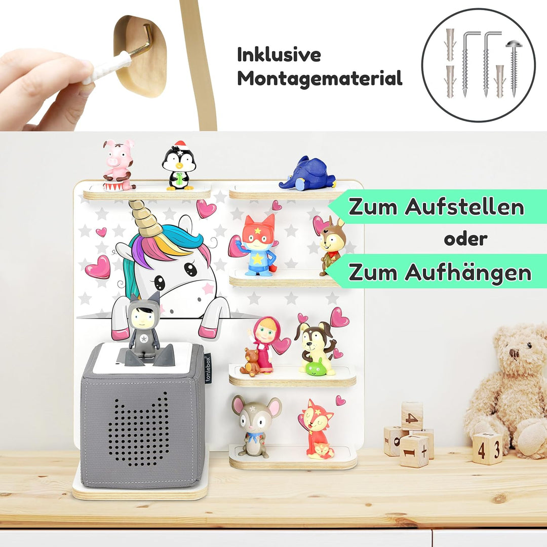 stadtecken Holzregal für Musikbox – Passend für Toniebox & ca. 30 Tonies | Perfekte Aufbewahrung für