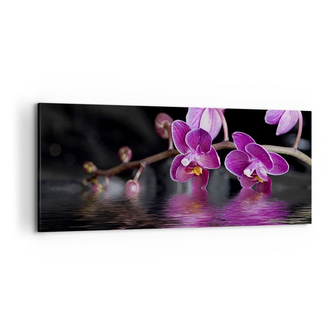 Wandbilder Dekoration Wohnzimmer Asien exotisch orchidee blume Panorama Bilder auf Leinwand 120x50cm