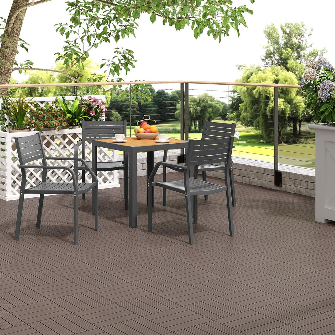 Laneetal WPC Fliesen 11er Set für 1 m², für Aussen Terrasse Balkon, Terrassenfliesen Klicksystem 30x