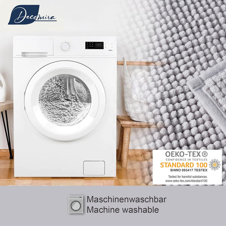 Badematte rutschfest | Als Badteppich Set kombinierbar | Badezimmer-Teppich Bad-Vorleger waschbar au
