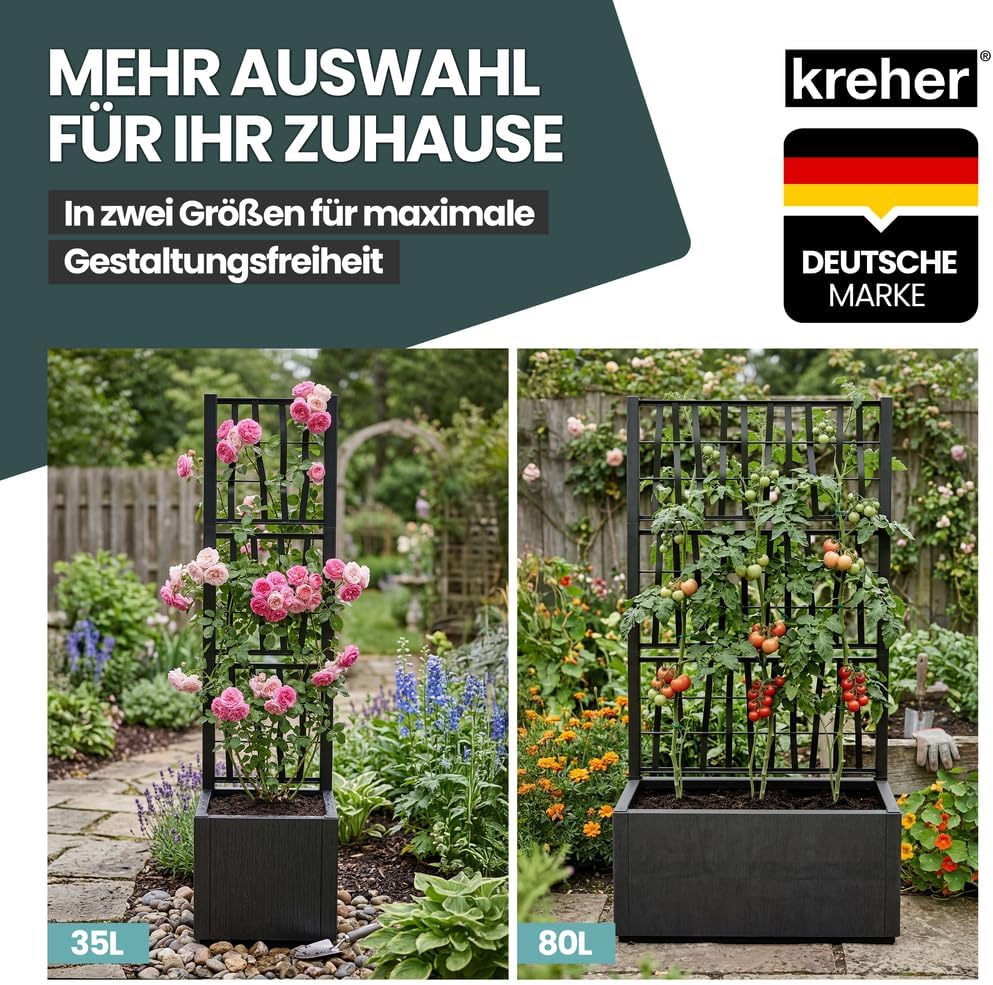2 x Kreher® XL Rankgitter, Spalier mit Pflanzkasten aus robustem Kunststoff. In verschiedenen Grösse