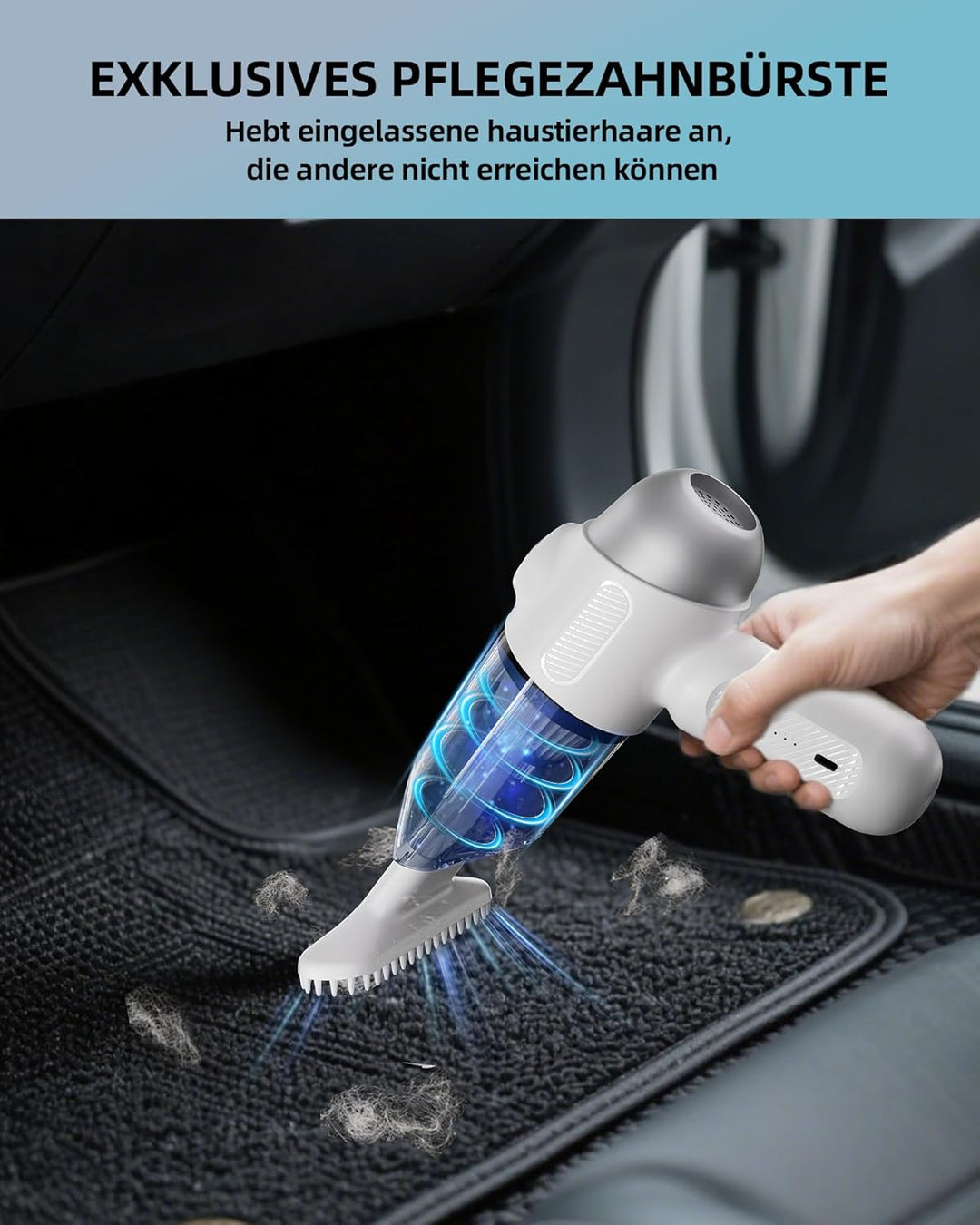 Handstaubsauger Akku 4-in-1,12KPA Handstaubsauger Kabellos,Auto Staubsauger Stark,2-Gang Autostaubsa