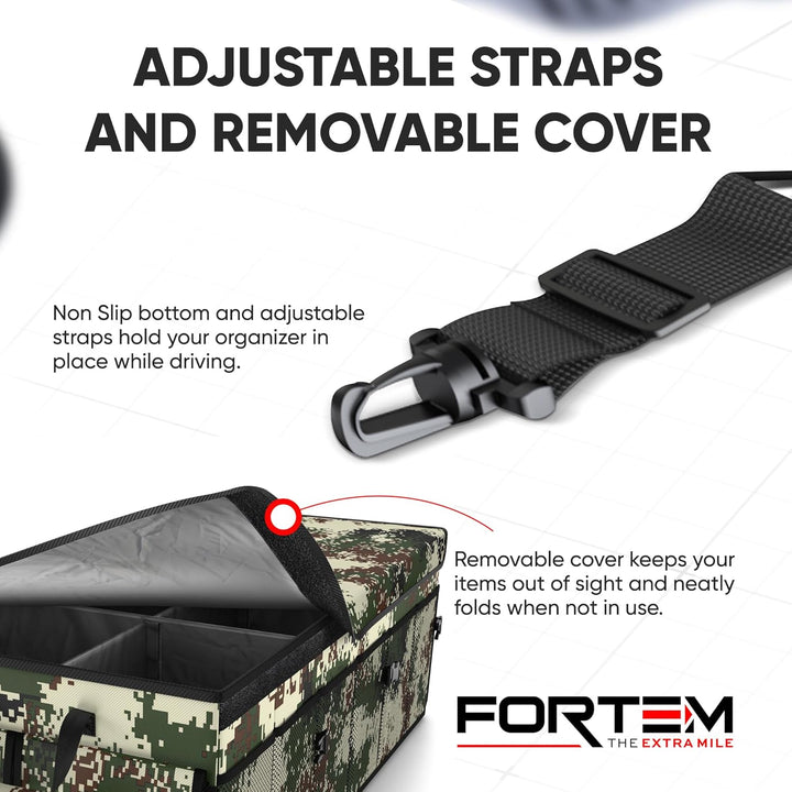 FORTEM Kofferraum Organizer, Kofferraumtasche, Zusammenklappbarer Auto Organizer Kofferraum mit Fäch
