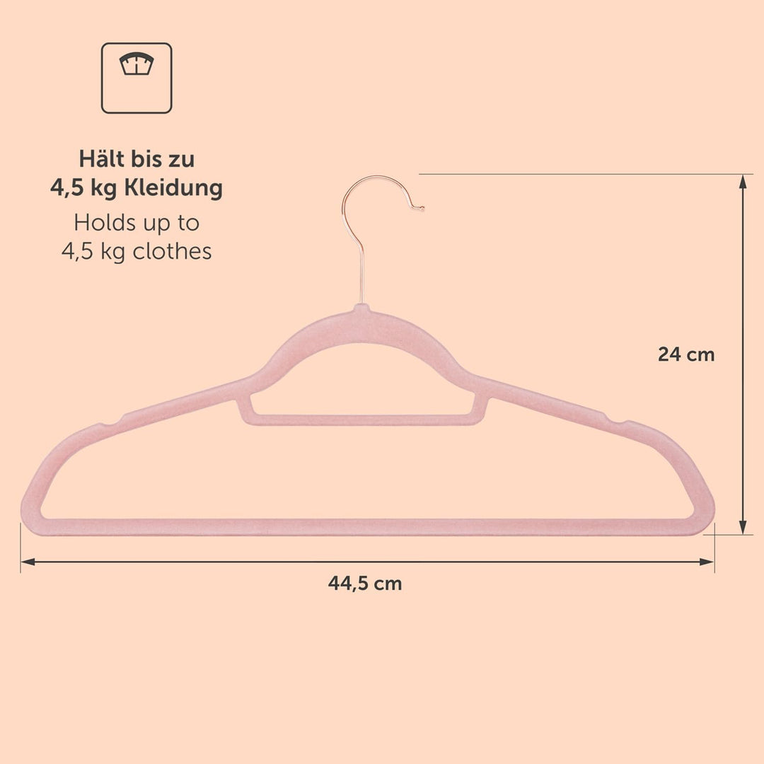 Blumtal Kleiderbügel 30 Stück - Samtbezug, 360° drehbar und belastbar - Platzsparend und rutschfest
