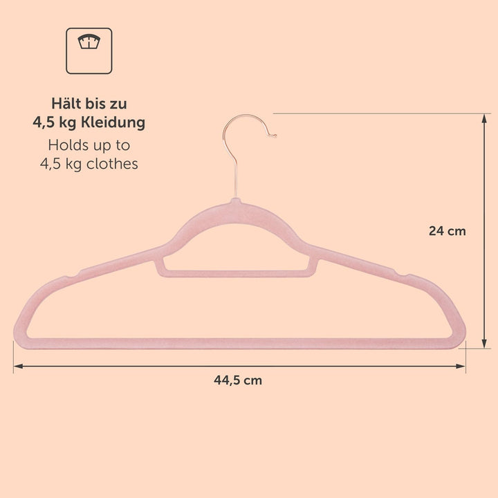 Blumtal Kleiderbügel 30 Stück - Samtbezug, 360° drehbar und belastbar - Platzsparend und rutschfest