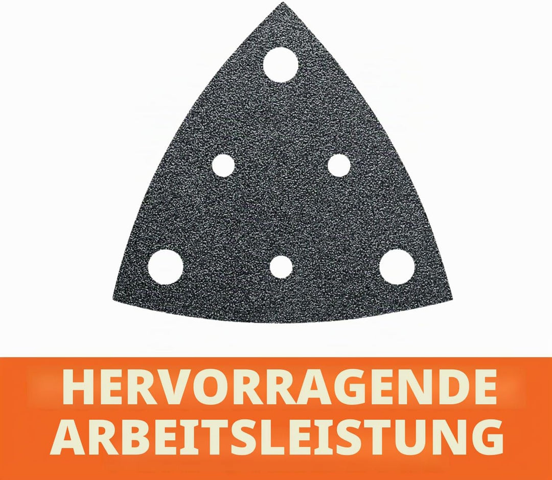 Fein Schleifblätter Korn 80, 50 Stück (gelocht, Kantenlänge 80 mm, Korund-Schleifkörner + Vollkunsth
