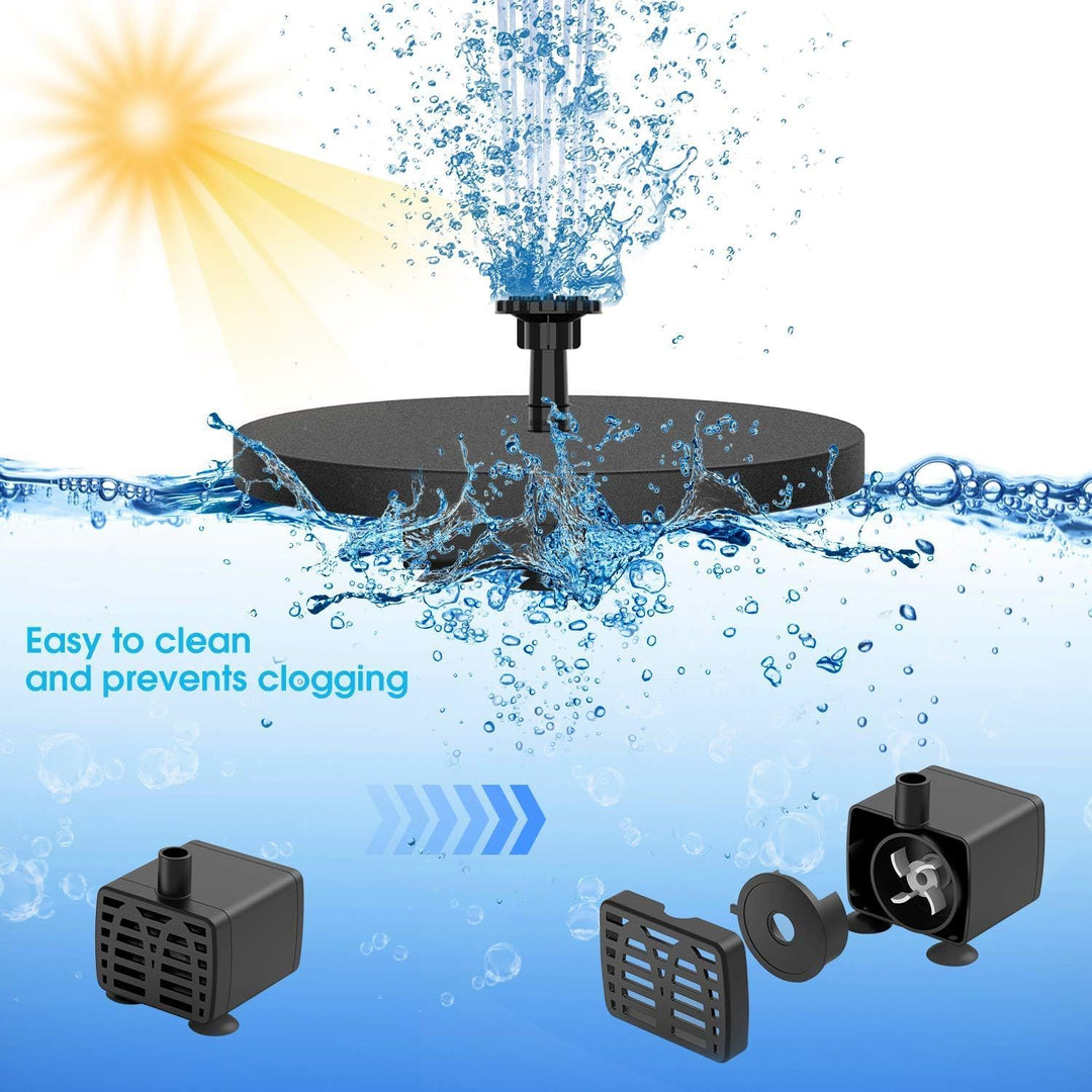 AISITIN Solar Springbrunnen 5.5W Eingebaute 1500mAh Batterie Solar Teichpumpe Wasserpumpe Solar Schw
