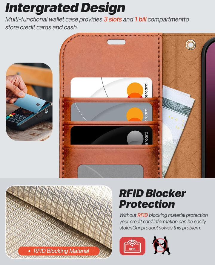 OCASE Kompatibel für iPhone 15 Pro Hülle (2in1) Leder Stossfestes Case, Abnehmbare magnetische Hülle