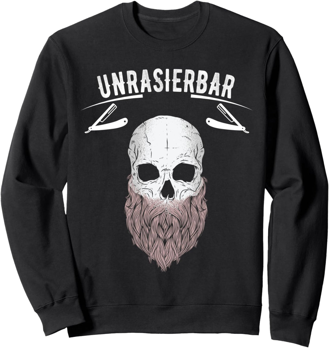 Unrasierbar Bärtiger Mann Totenkopf Mann mit Bart Rasierer Sweatshirt