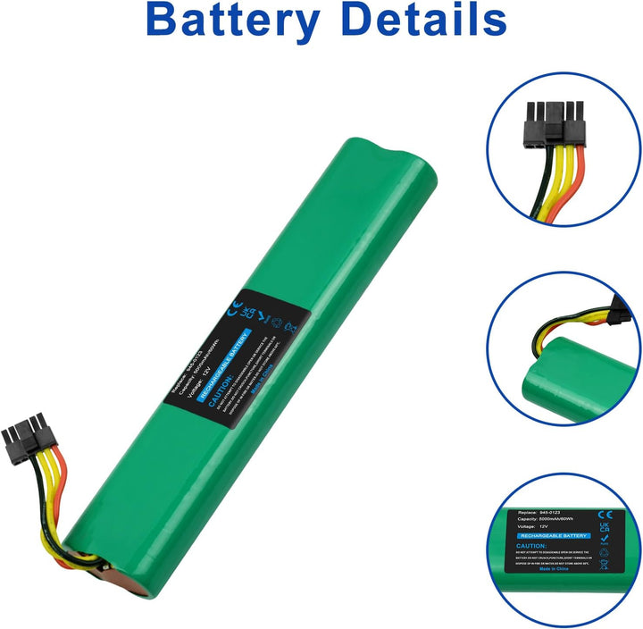 12V 5000mAh NI-MH Ersatzakku für Neato BV Basic, Botvac D70, D75, D80, D85, D7500, D8000, D8500, 70,