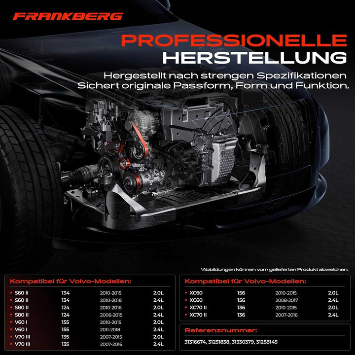 Frankberg Spannrolle Riemenspanner Keilrippenriemen für S60 II S80 II V60 V70 III XC60 XC70 II 2.0L