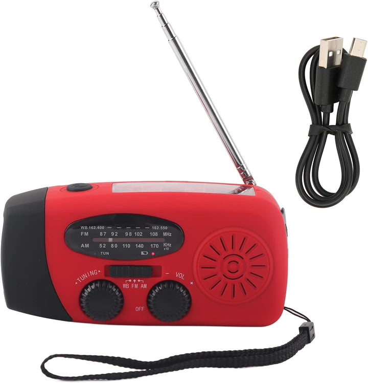 Elprico Aufziehbares Solarradio, AM/FM/WB-Wetterradio Notfall-Solar-Handkurbel-Dynamo mit LED-Tasche