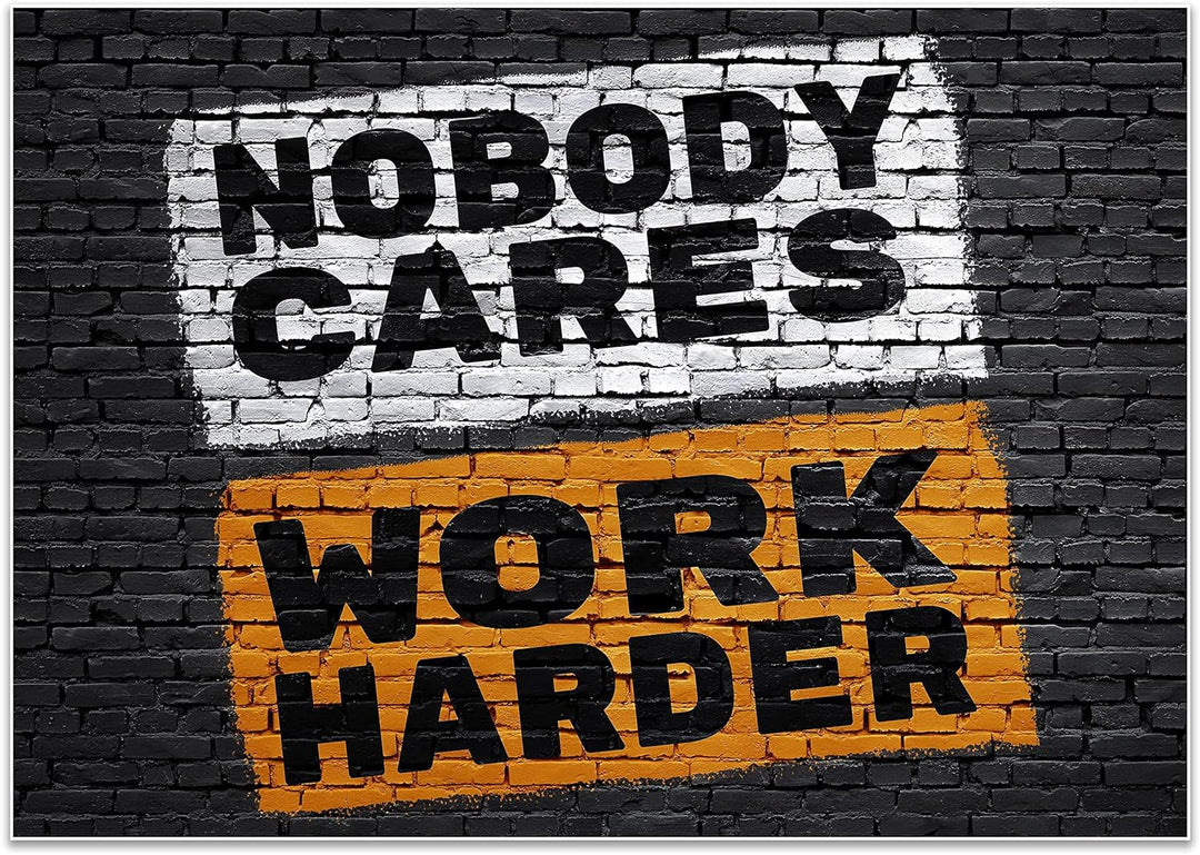 wandmotiv24 Poster als Wanddeko, Grösse Din A0, Work Harder, Stein-Mauer, Moderne Wanddeko, Wandbild
