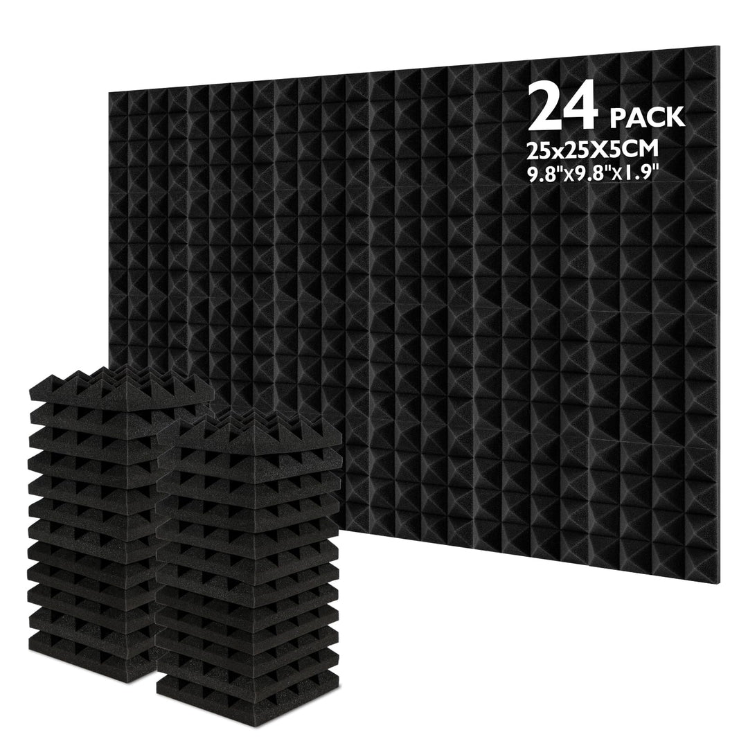 AGPtEK Schalldämmende Polsterung 24 Stück Schaumstoff-Dämmplatten 25 x 25 x 5 cm Akustikschaumstoff