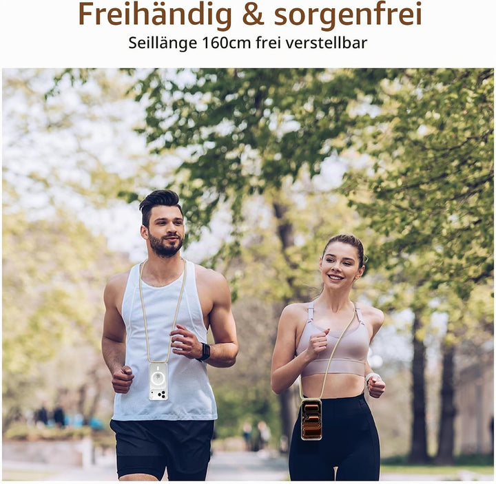 DiDaDi Handyhülle für iPhone 17 Pro Hülle mit Band &amp; Magnet - Transparente Handykette, Abnehmbar mit