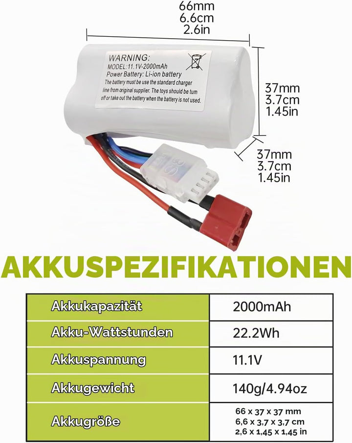 ZYGY 2PCS 11.1V 2000mAh T Plug Lithium Batterie für 210E 200E R608 2104 Brushless High Speed Wasse