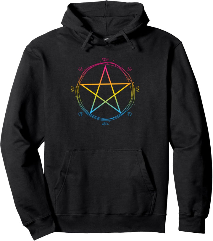 Pansexual Pentagramm Wiccan Pan Pride Flagge Boho Floral Pullover Hoodie
